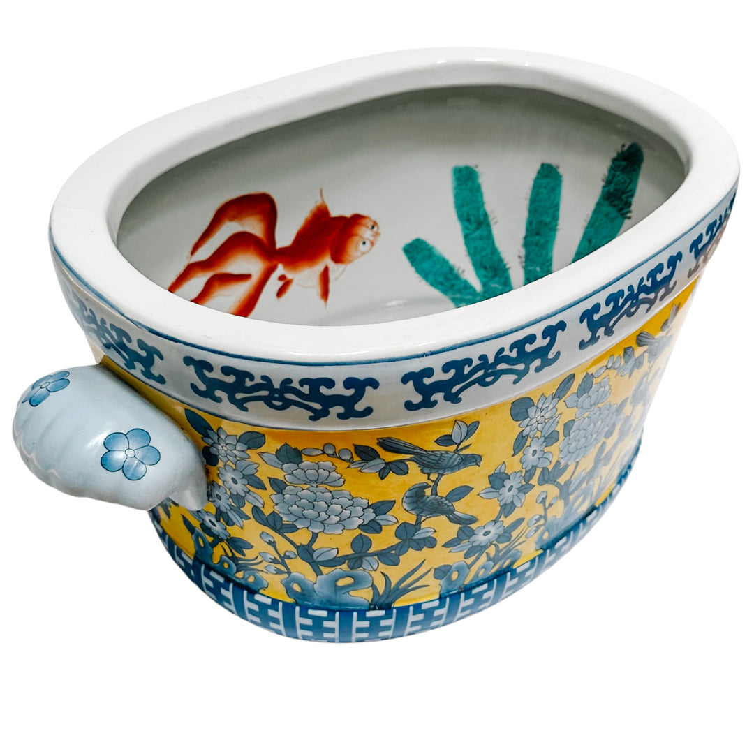 Large Blue & Yellow Chinoiserie Foot Bath Planter
