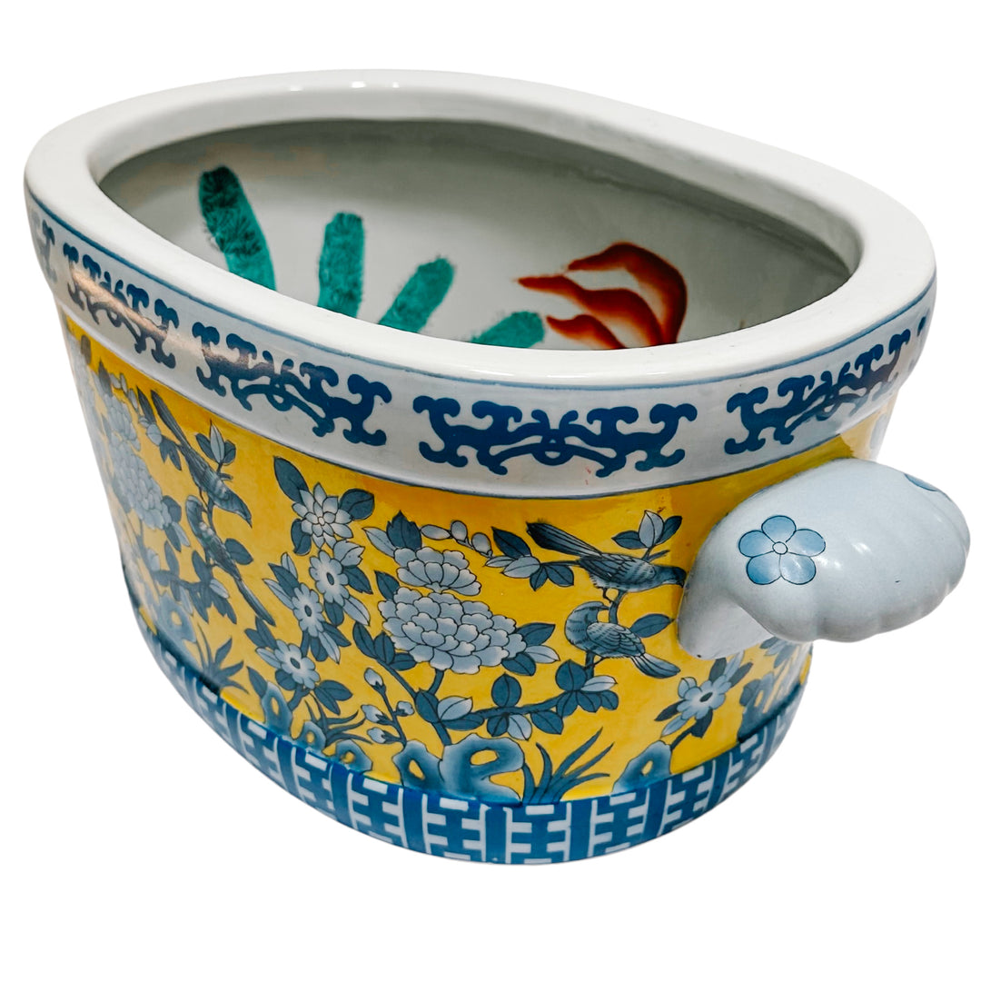 Large Blue & Yellow Chinoiserie Foot Bath Planter