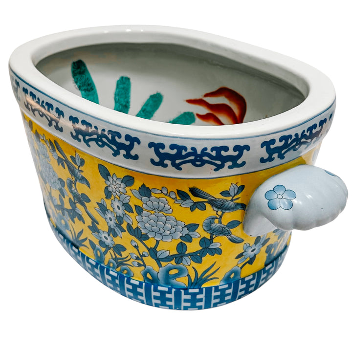 Large Blue & Yellow Chinoiserie Foot Bath Planter