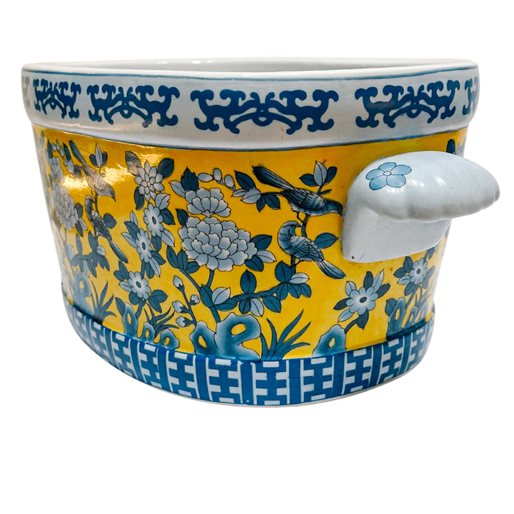Large Blue & Yellow Chinoiserie Foot Bath Planter