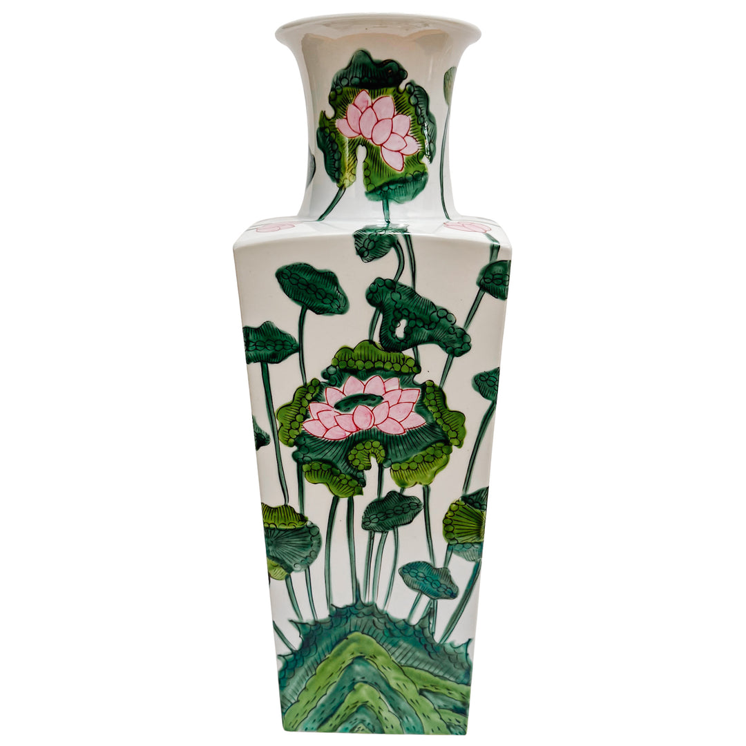 Large Chinese Famille Rose Vase With Pink Lotus Motif