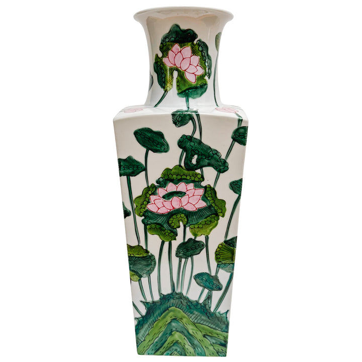 Large Chinese Famille Rose Vase With Pink Lotus Motif