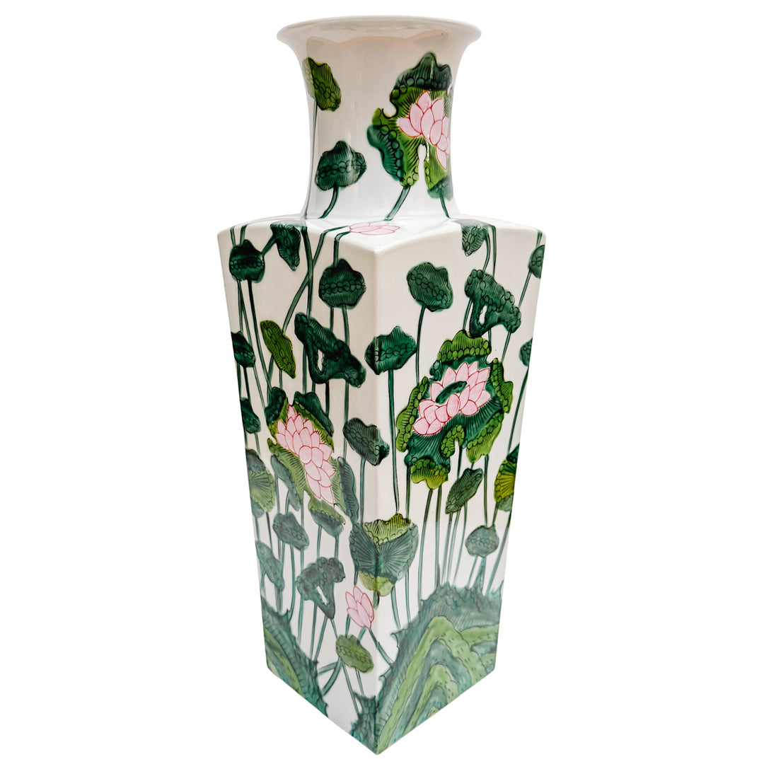 Large Chinese Famille Rose Vase With Pink Lotus Motif