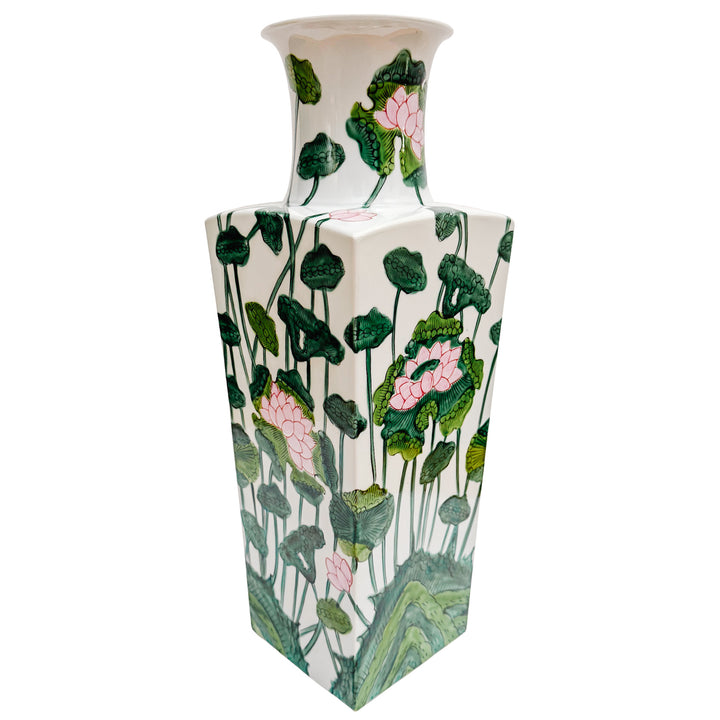 Large Chinese Famille Rose Vase With Pink Lotus Motif