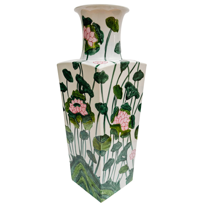 Large Chinese Famille Rose Vase With Pink Lotus Motif