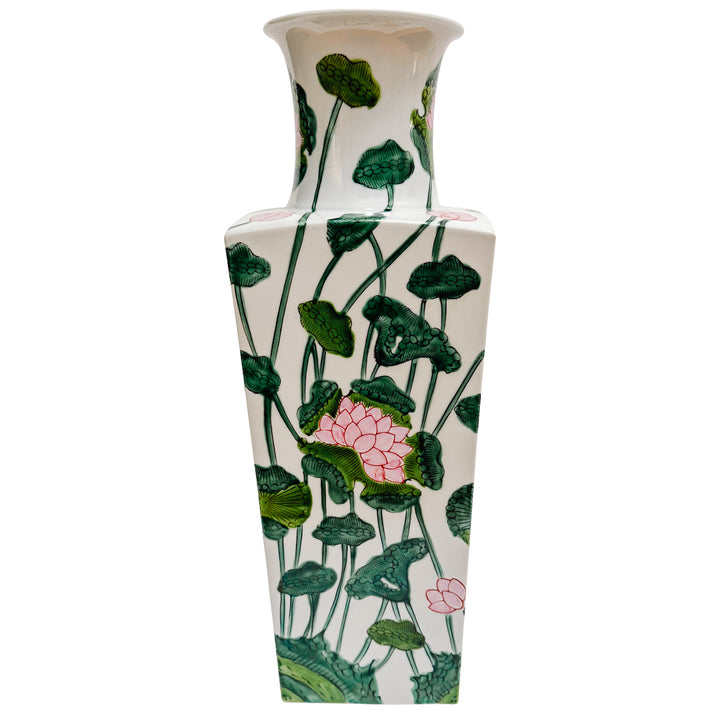 Large Chinese Famille Rose Vase With Pink Lotus Motif