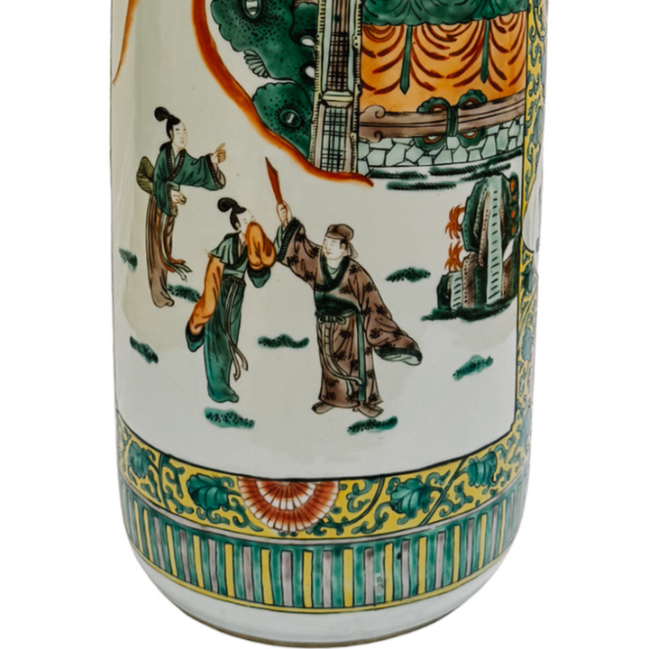 X-Large Chinese Famille Verte Porcelain Umbrella Stand