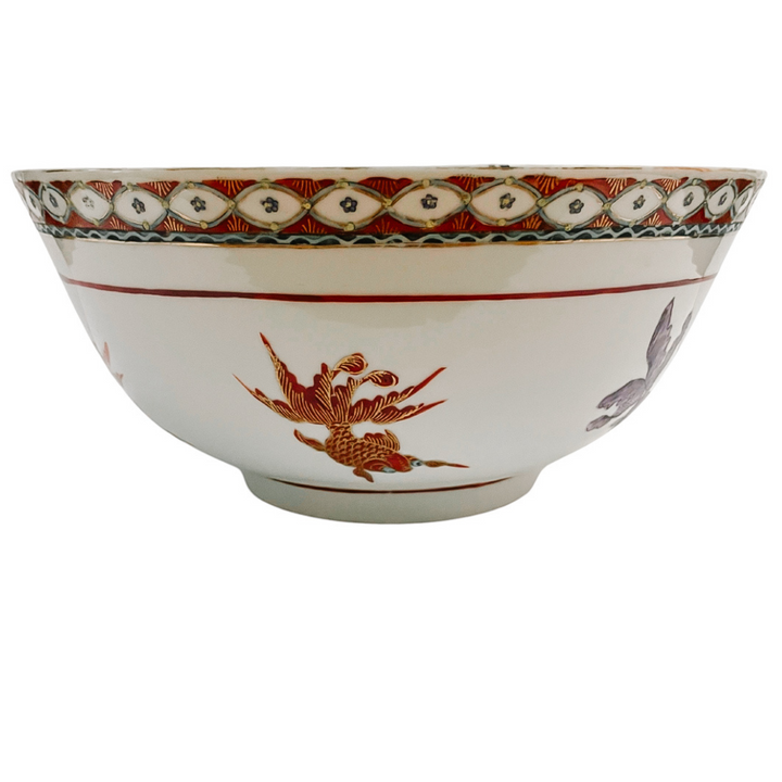 Large 12 Chinese Red & Lavender Goldfish Bowl