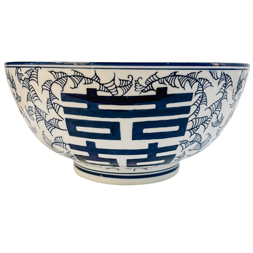 Large Chinese Double Happiness & Twisted Peony Bowl