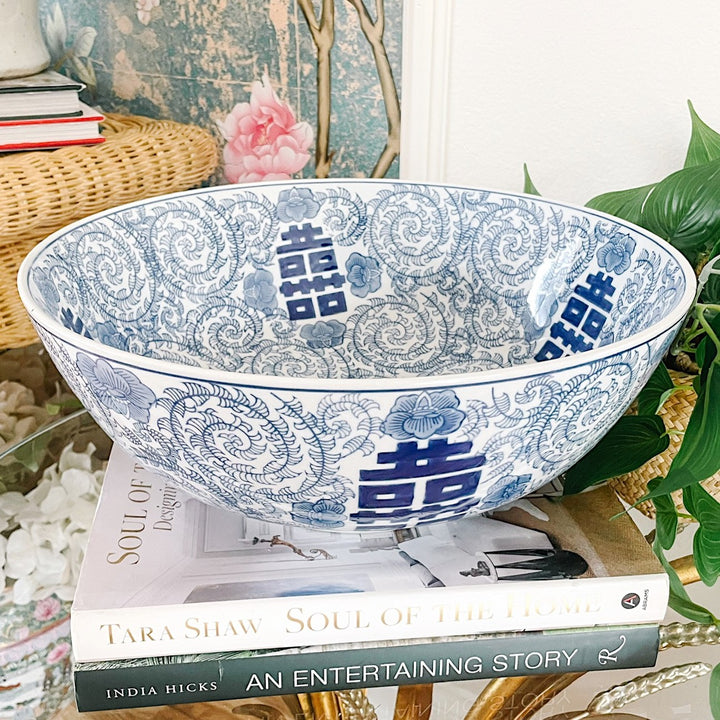 Large Double Happiness & Twisted Peony Bowl