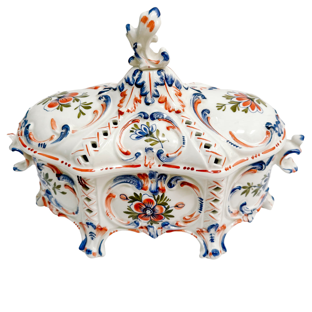 Large Italian Capodimonte Porcelain Lidded Box