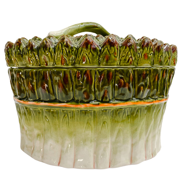 Large Italian Meiselman Majolica Asparagus Lidded Tureen