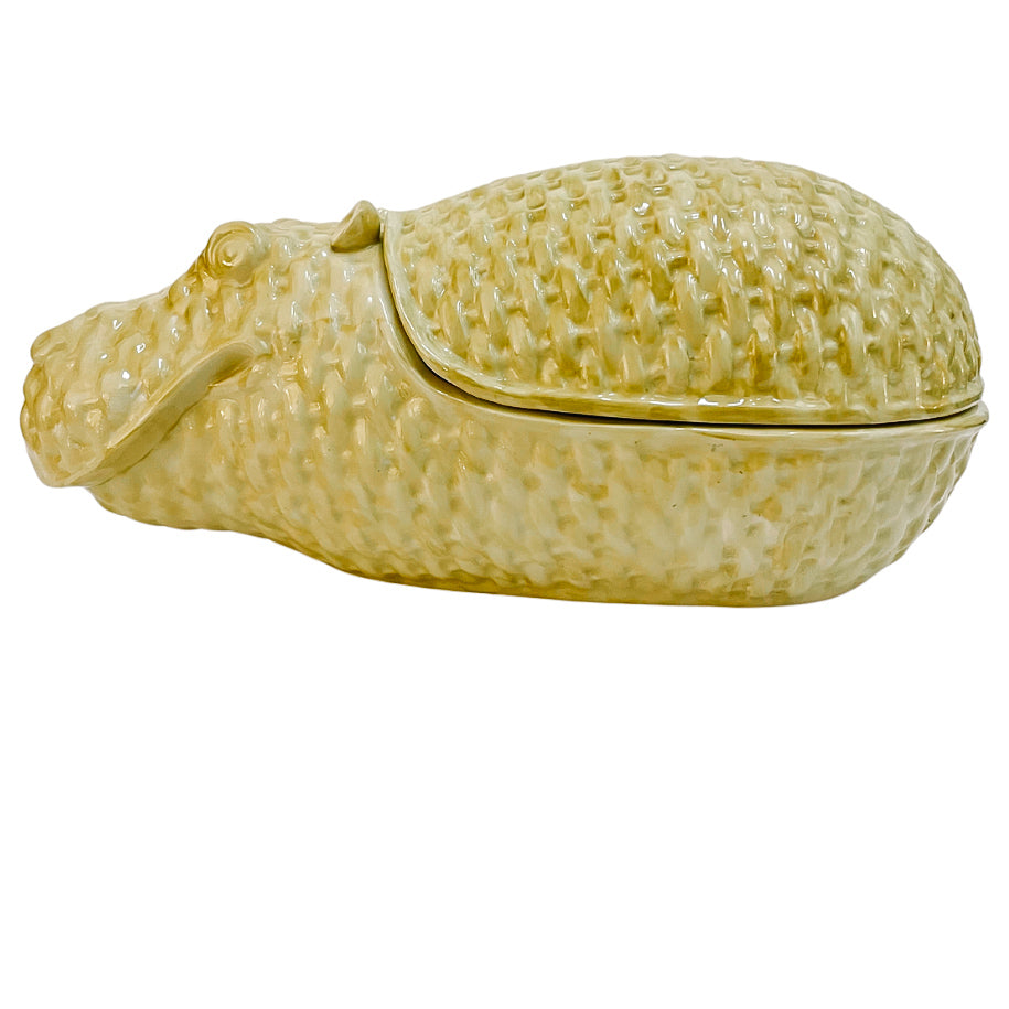Large Italian Porcelain Hippo Lidded Box