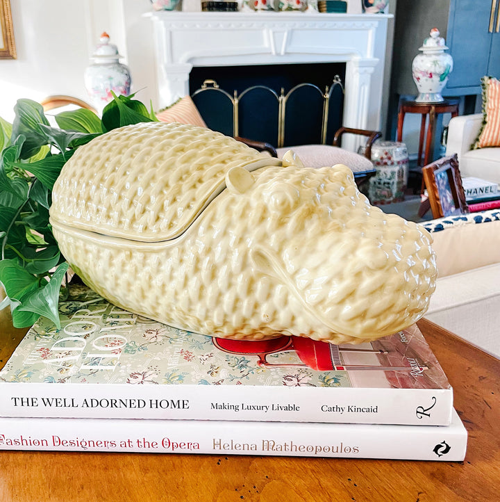 Large Italian Porcelain Hippo Lidded Box