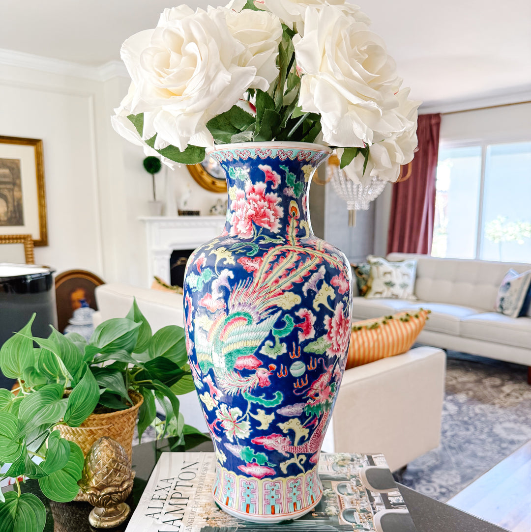 Japanese Arita Phoenix Birds & Dragon Baluster Vase