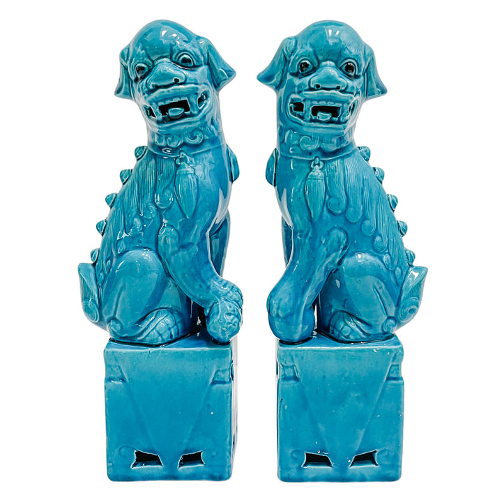 Pair Of Turquoise Blue Foo Dogs Large