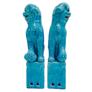 Pair Of Turquoise Blue Foo Dogs Large