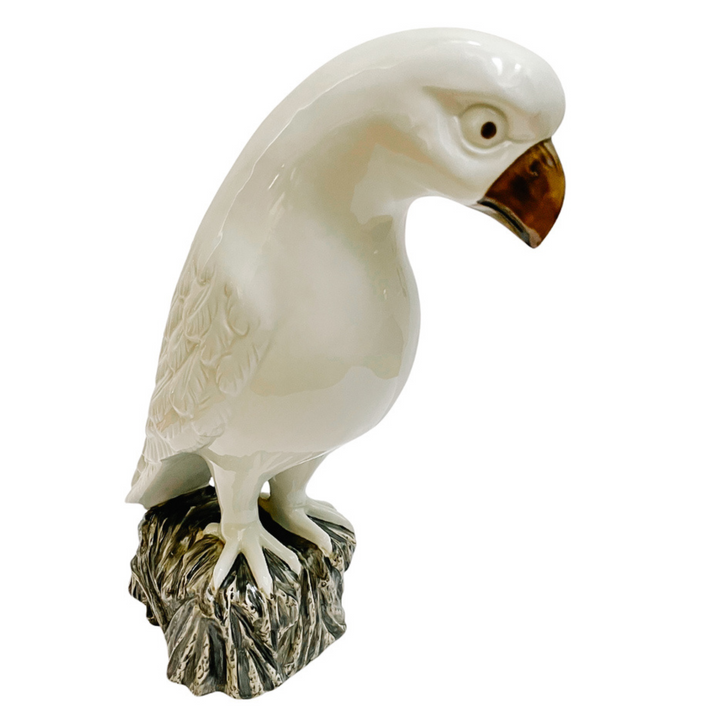 Large Perched White Hawk Figurine
