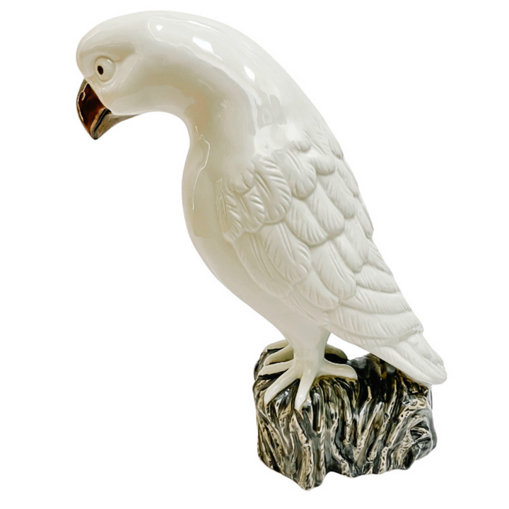 Large Perched White Hawk Figurine