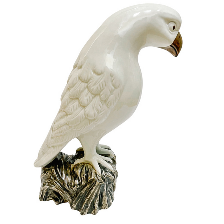 Large Perched White Hawk Figurine