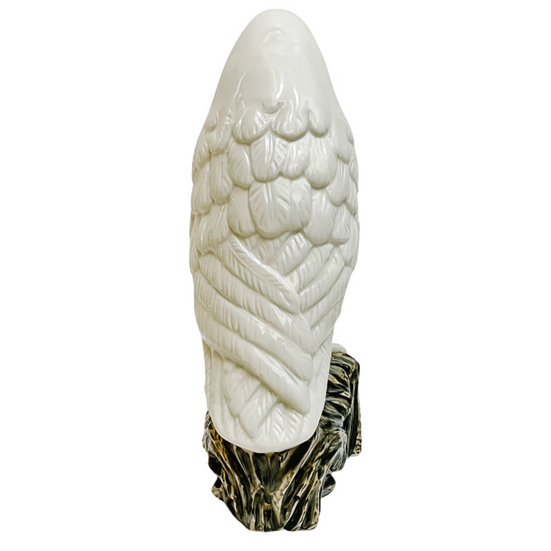 Large Perched White Hawk Figurine