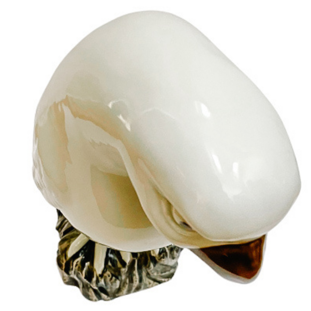 Large Perched White Hawk Figurine