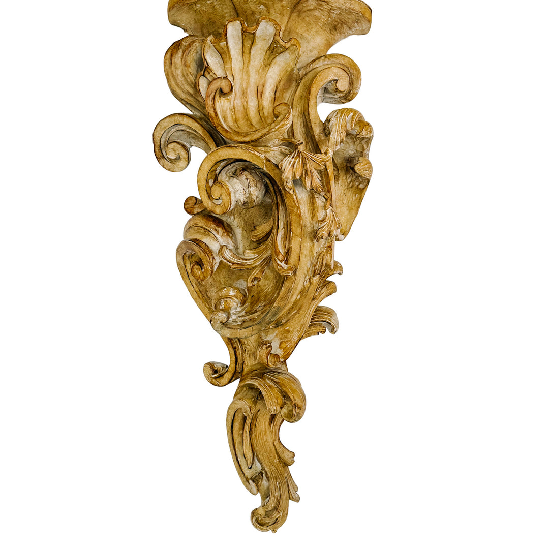 Large Scale Italian Rococo Wood Carved Wall Brackets