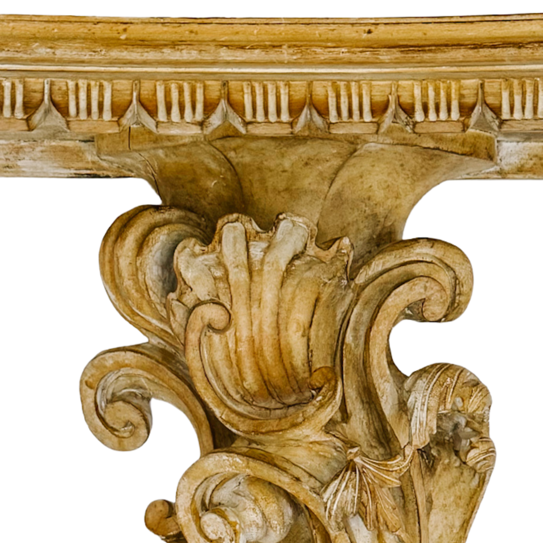 Large Scale Italian Rococo Wood Carved Wall Brackets