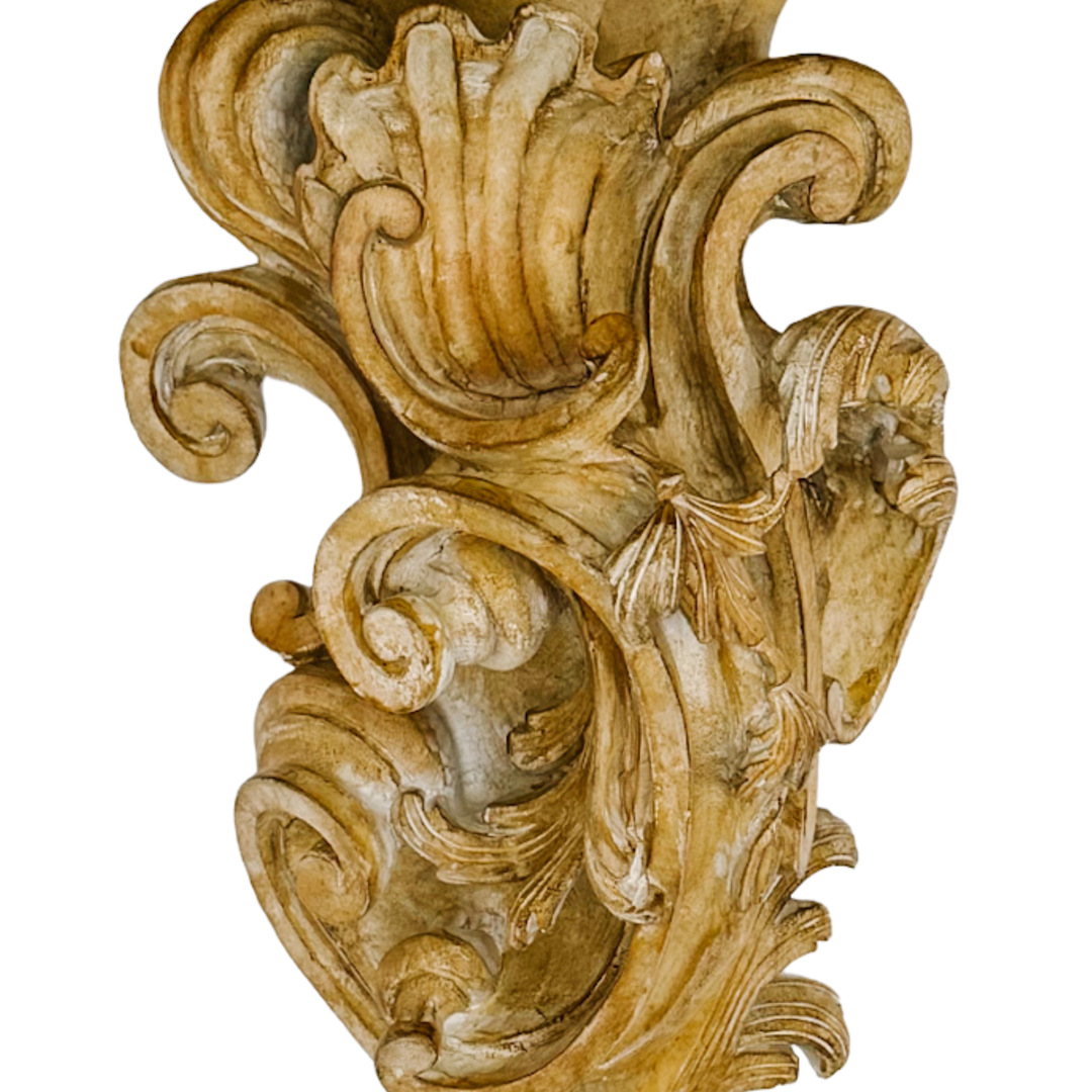 Large Scale Italian Rococo Wood Carved Wall Brackets