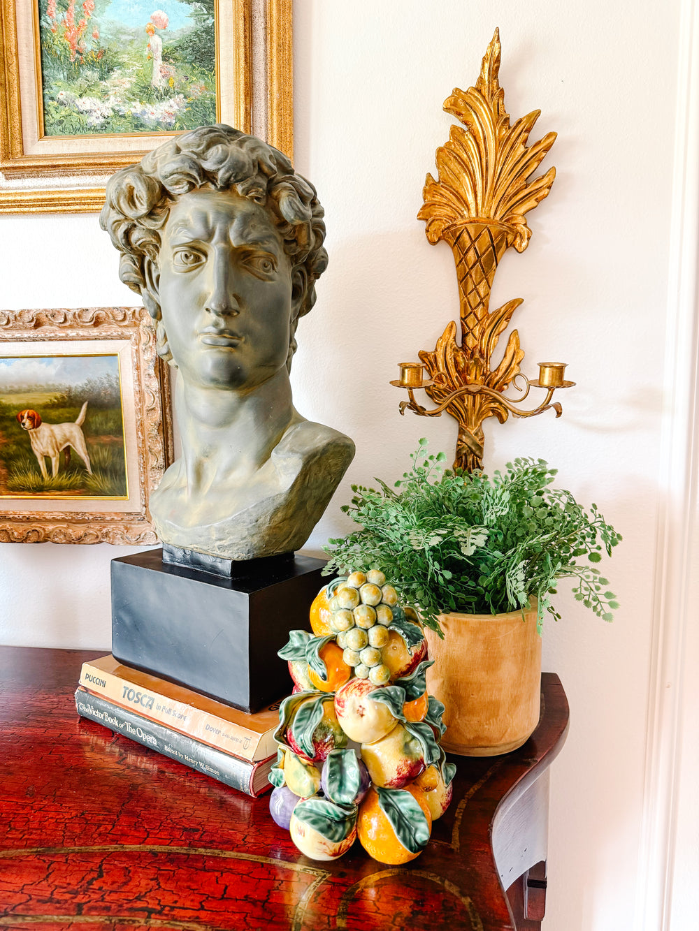 Pair Of Italian Giltwood & Tole Two-Arm Candlestick Wall Sconces