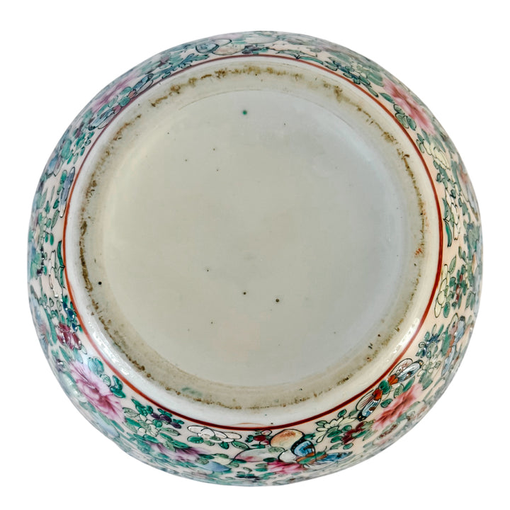 Large Mid-Century Chinese Export Famille Rose Porcelain Ginger Jar with Lid