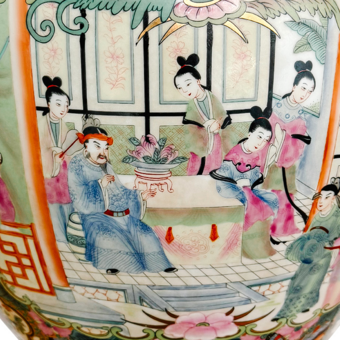 Large Vintage Famille Rose Medallion Fish Bowl Planter