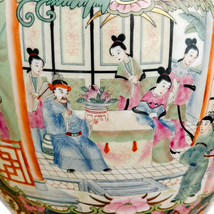 Large Vintage Famille Rose Medallion Fish Bowl Planter