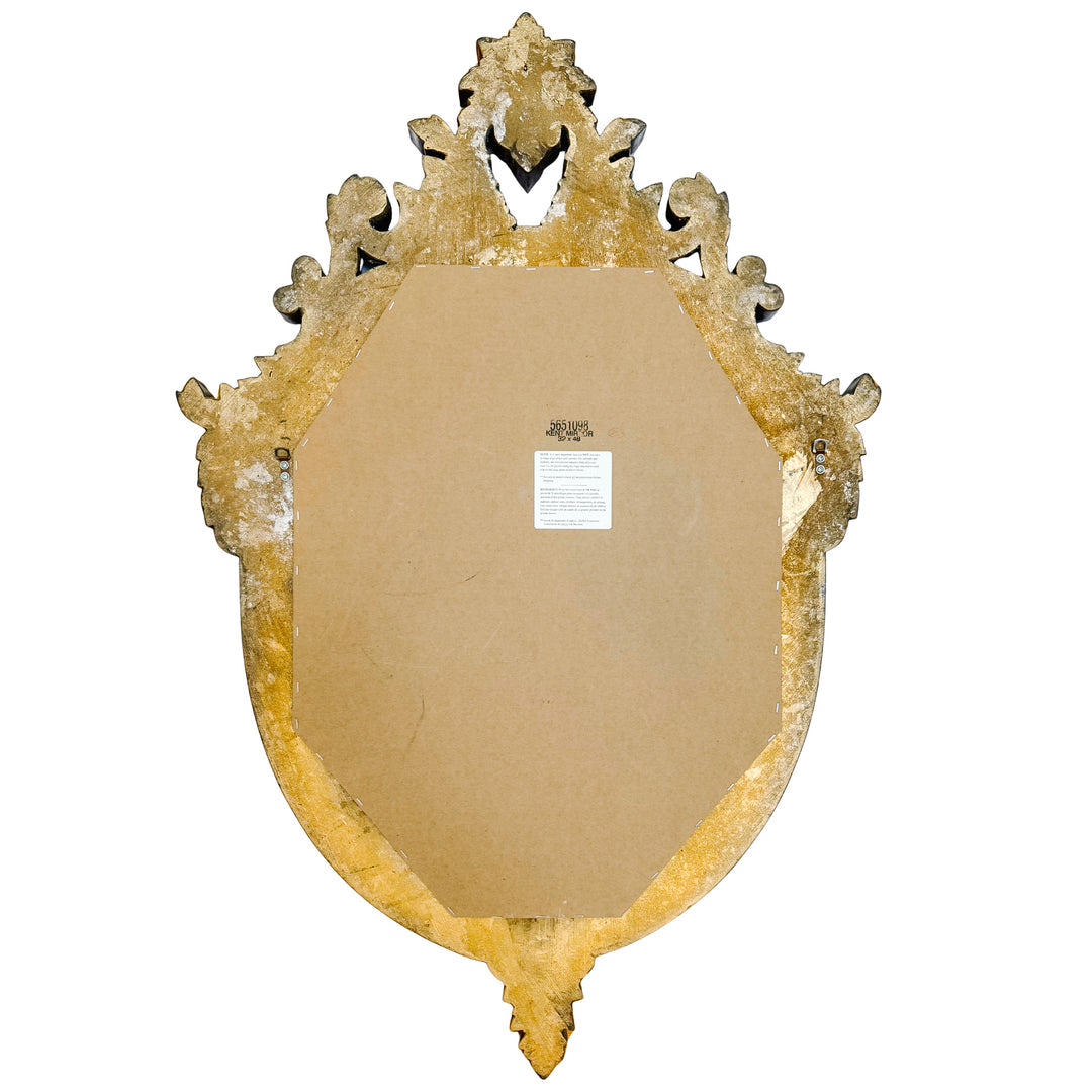 Large Vintage Rococo Style Gold & Silver Grey Shield Wall Mirror