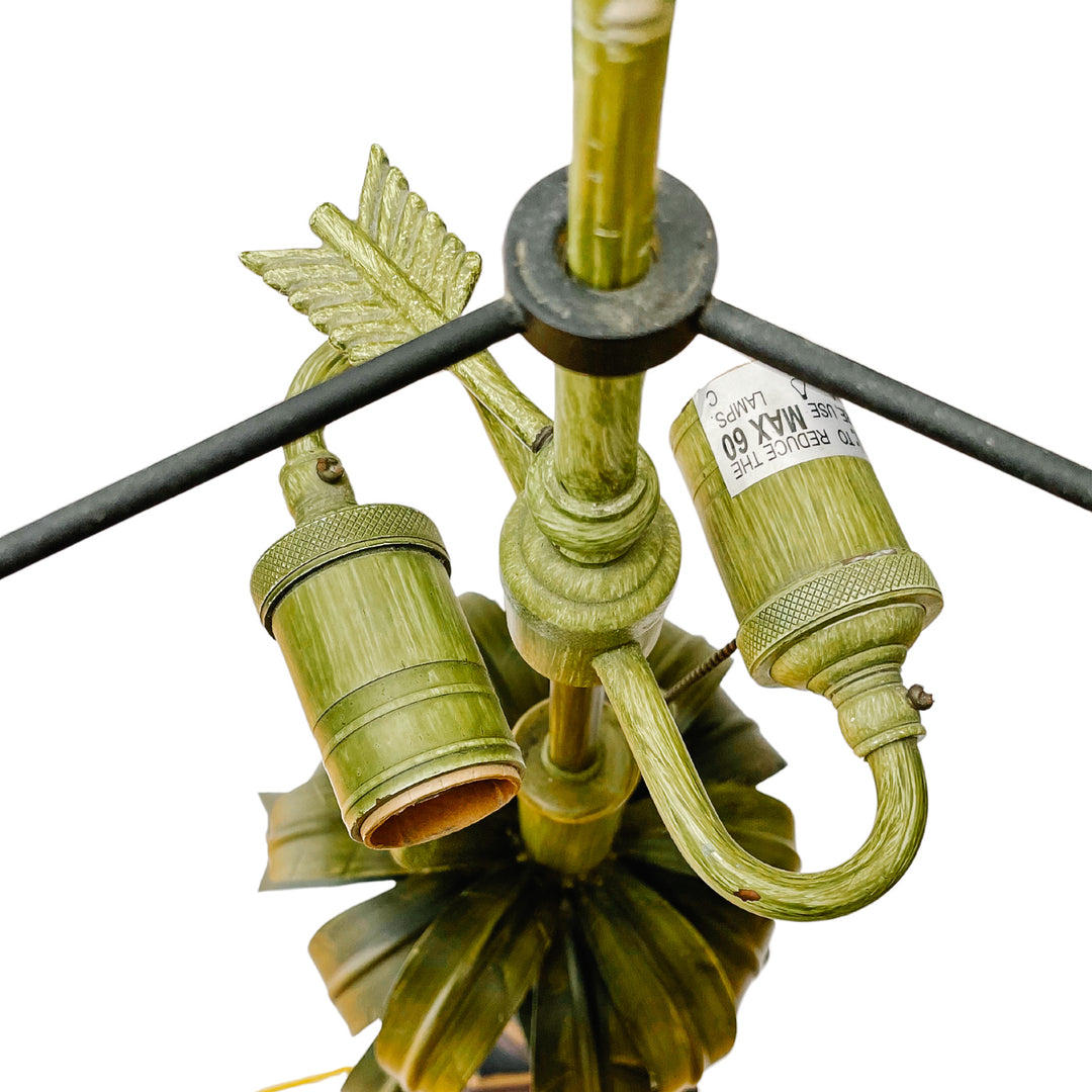 Large Vintage Tole Palm Tree Table Lamp With Tole Shade