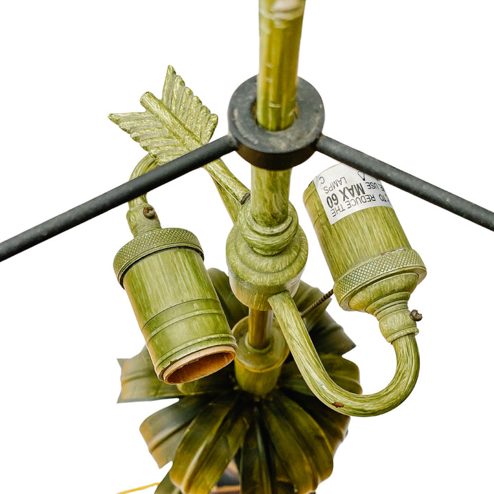 Large Vintage Tole Palm Tree Table Lamp With Tole Shade