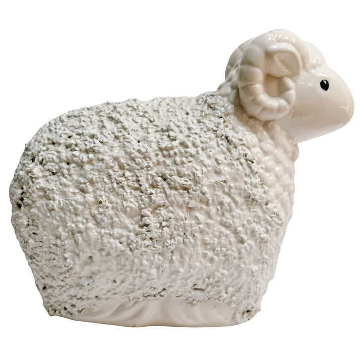 Large Vintage White Ceramic Ram & Sheep Figurines