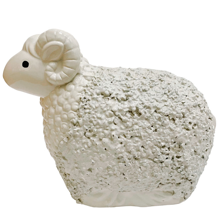 Large Vintage White Ceramic Ram & Sheep Figurines