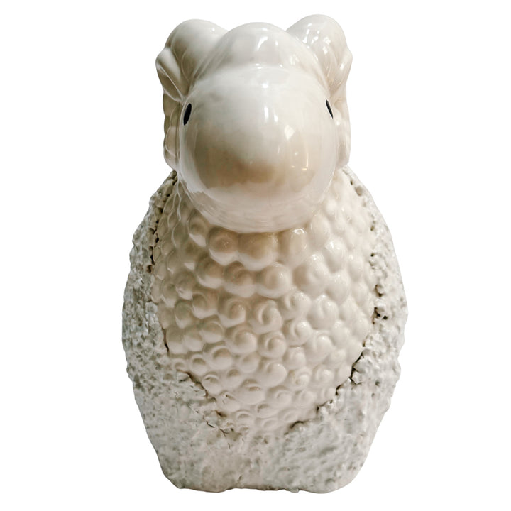 Large Vintage White Ceramic Ram & Sheep Figurines