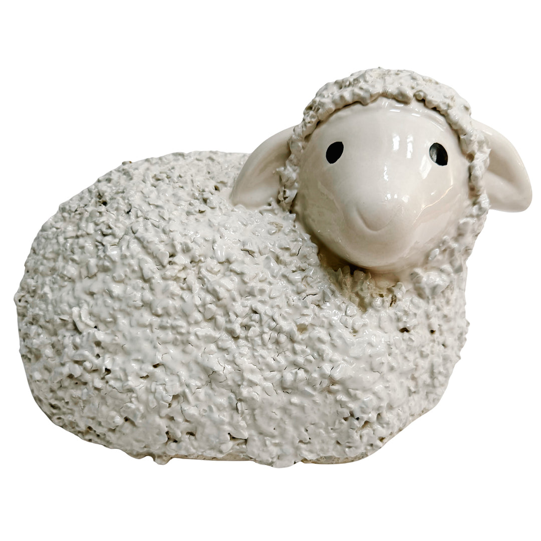 Large Vintage White Ceramic Ram & Sheep Figurines