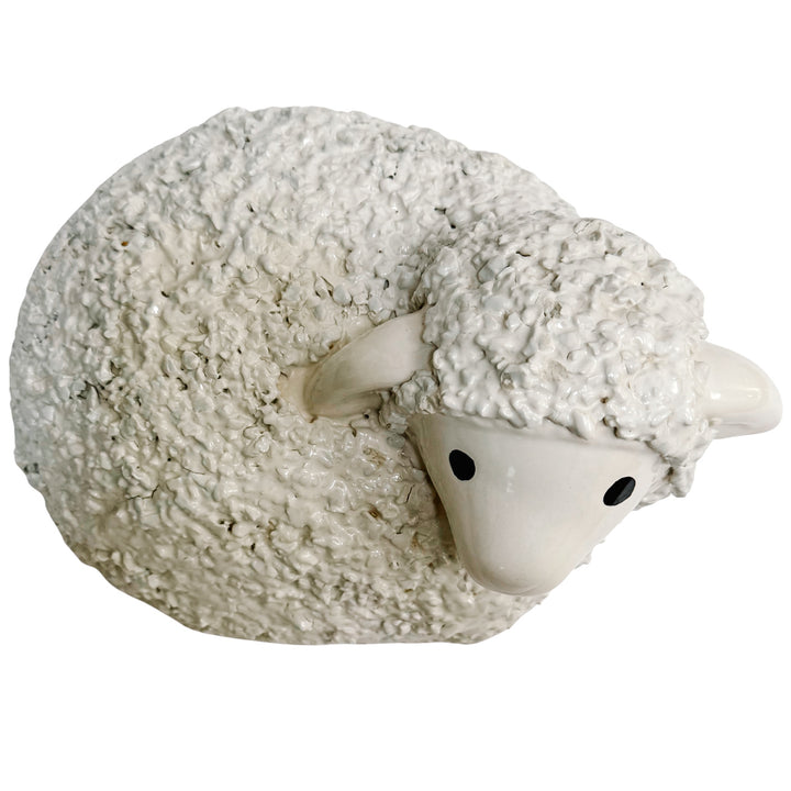 Large Vintage White Ceramic Ram & Sheep Figurines