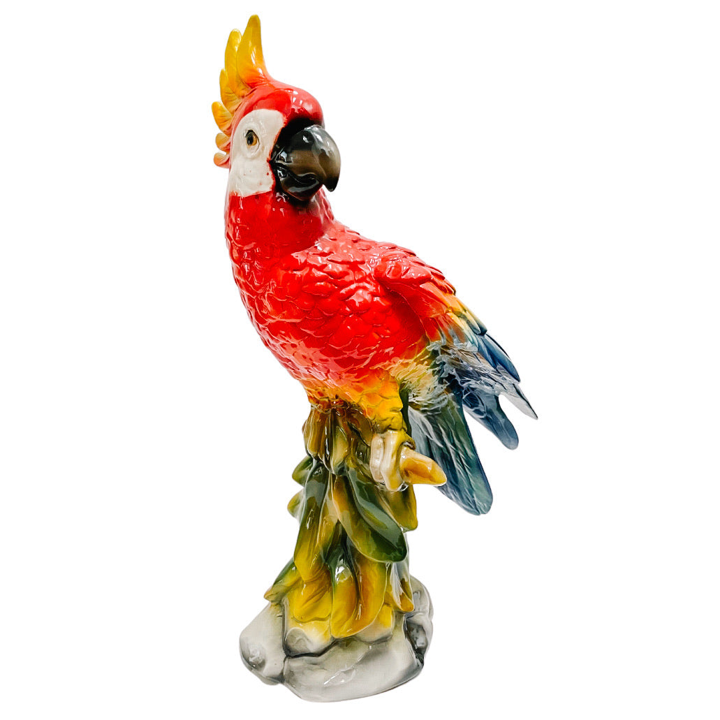 Large 19.5” Italian Ceramic Parrot Cockatiel Statue