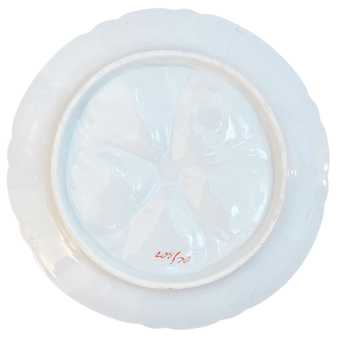 Antique German Porcelain Oyster Plate Hand-Painted Pink & Gold Floral