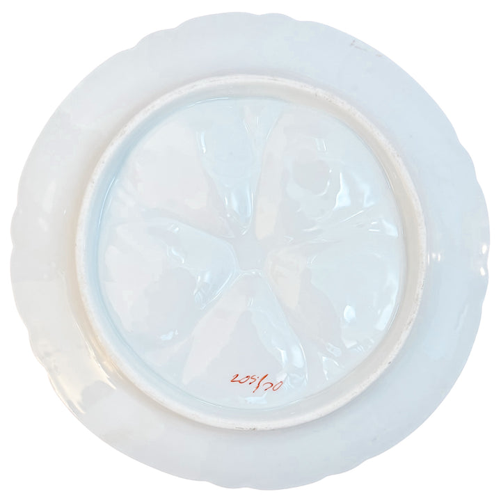 Antique German Porcelain Oyster Plate Hand-Painted Pink & Gold Floral