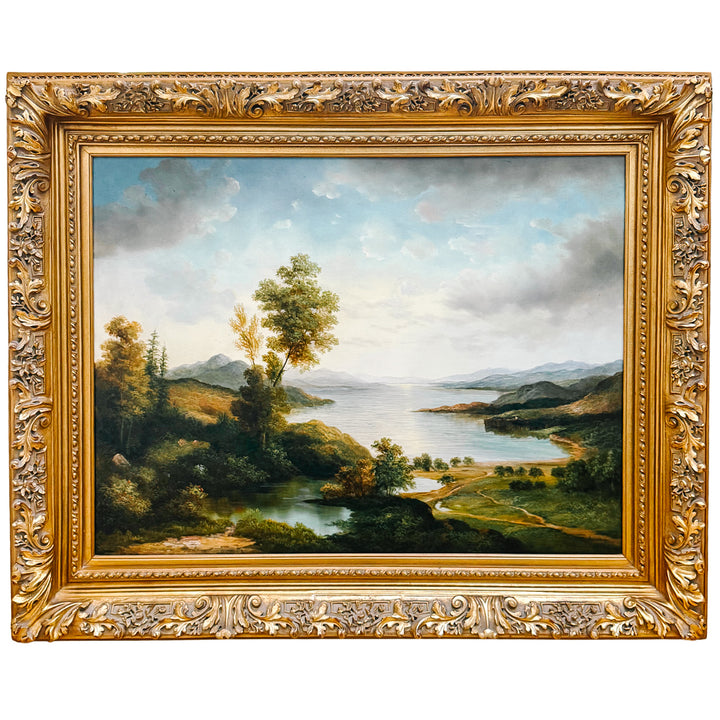 Grand Scale 19th Century Style Hudson River School Pastoral Oil on Canvas by Humphrey