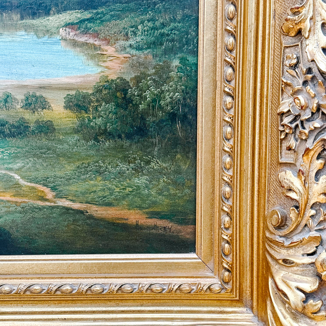 Grand Scale 19th Century Style Hudson River School Pastoral Oil on Canvas by Humphrey
