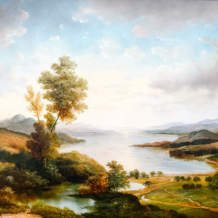 Grand Scale 19th Century Style Hudson River School Pastoral Oil on Canvas by Humphrey