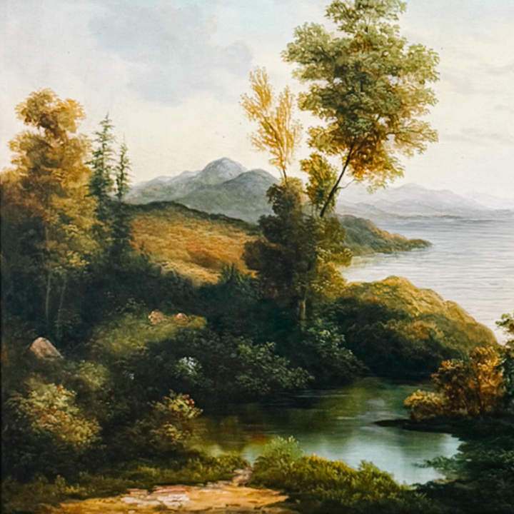 Grand Scale 19th Century Style Hudson River School Pastoral Oil on Canvas by Humphrey