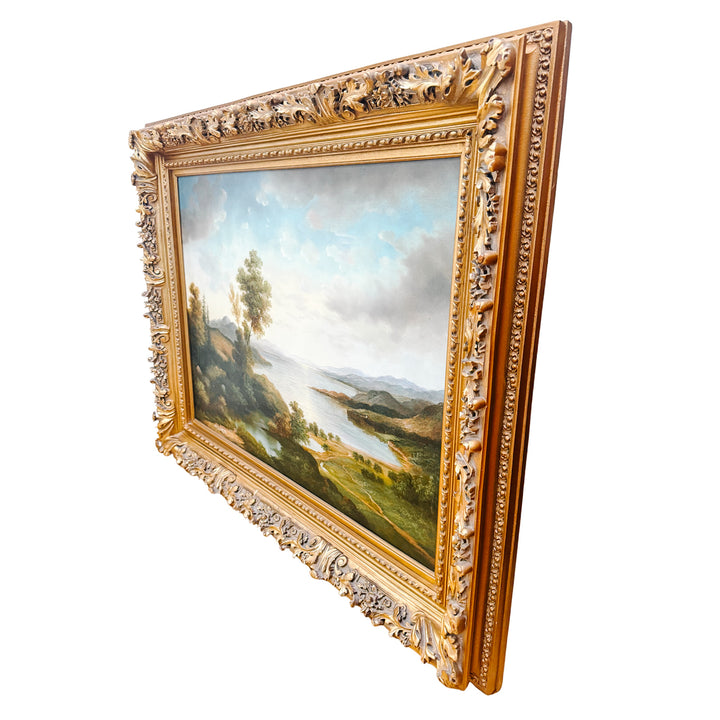 Grand Scale 19th Century Style Hudson River School Pastoral Oil on Canvas by Humphrey