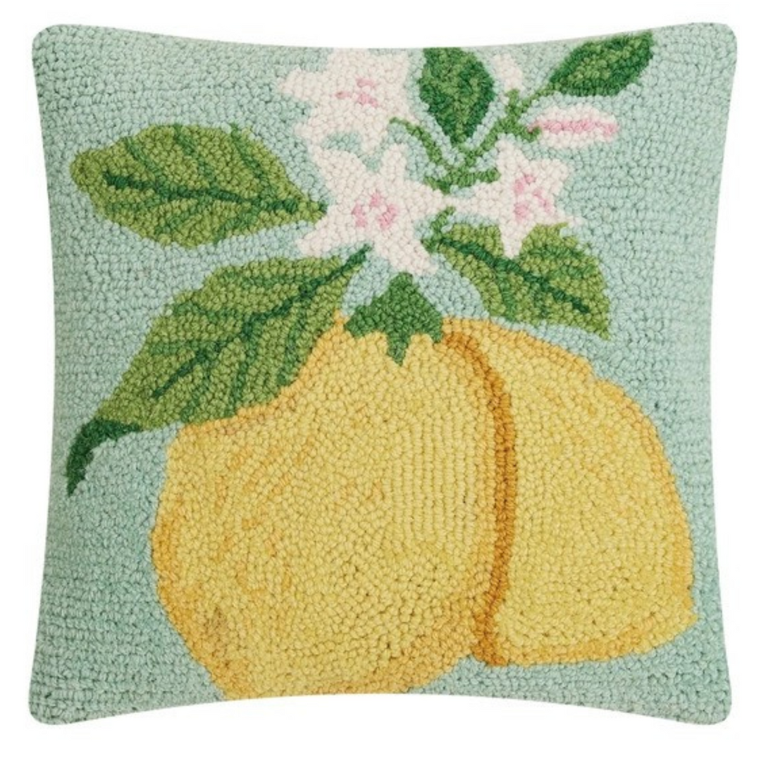 Lemon Wool Hooked Throw Pillow